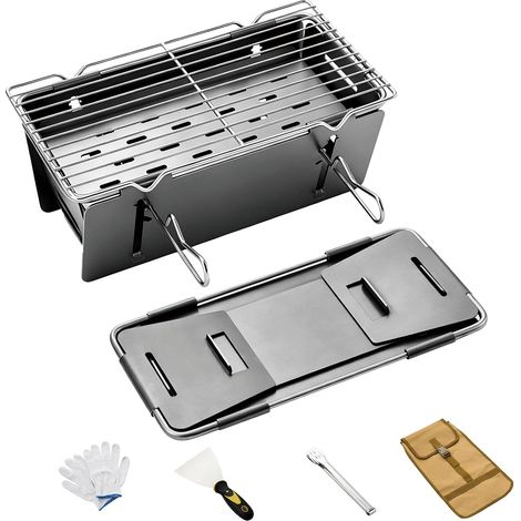 Small Portable Foldable Charcoal BBQ Grill 35 x 23 cm - Compact and Portable for Outdoor, Camping, Picnics, Gardens and Beach Parties - Green (1/5)