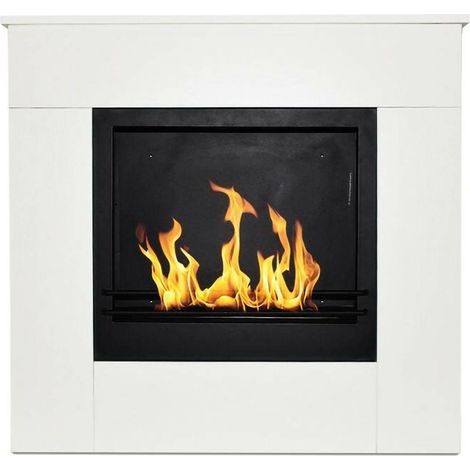Dmora - Camino a bioetanolo Dstepinsk, Caminetto ecologico, Focolare senza fumo, Riscaldatore ad etanolo, Made in Italy, 96x36 h90 cm, Bianco