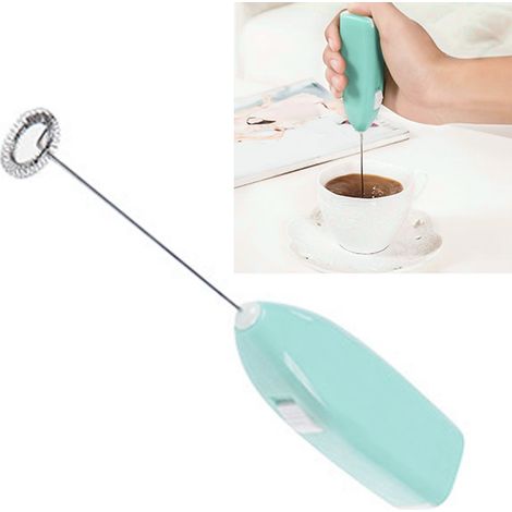 Batteur à œufs électrique portatif de cuisine, mini mélangeur à œufs, café, thé au lait en acier inoxydable, bleu. (1/5)