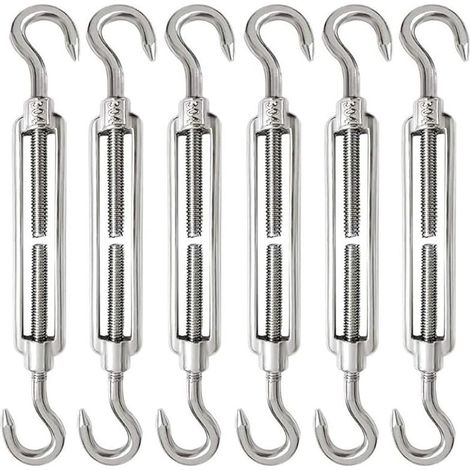 6 Stück M6-Kabelspannschlösser, verstellbarer Kabelspannhaken und Drahtspannhaken aus Edelstahl 304, Kabelspannhaken aus Stahl (1/5)