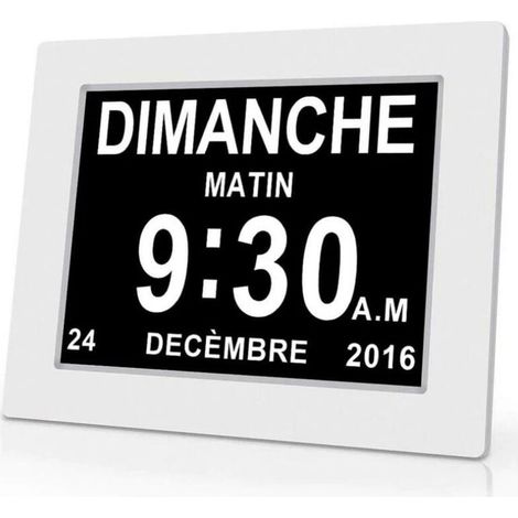Horloge calendrier numérique One Piece 7 pouces avec date et heure, horloge Alzheimer pour parents, rappel de médicaments pour grands-parents et enfants - Blanc - 20414324mm (1/5)