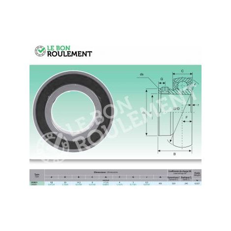 Roulement de palier U001-INOX