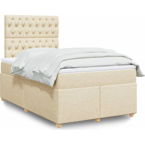 Boxspringbett mit Matratze Creme 120x200 cm Stoff