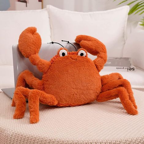 Coussin Peluche Crabe 17,7" - Jouet Animal Marin en Peluche, Oreiller Décoratif pour Maison, Cadeau Enfant, Doudou Doux (1/5)