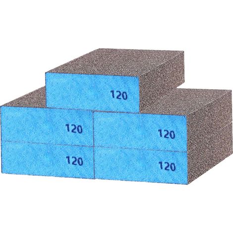 Blocs de ponçage papier de verre à double usage humide et sec, éponges de ponçage fines 120 grains lavables et réutilisables bois, murs, voitures et métal 5PCS (1/5)