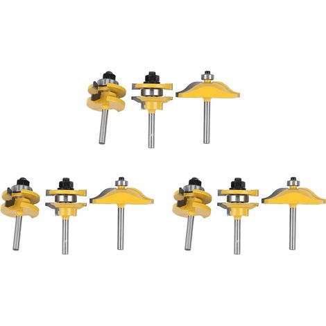 9Pc1/4 de Forets Porte-Panneau SurÉLevÉ à Embase - 3 Fraises en Bois pour Fraises à Bois Ogee (1/5)