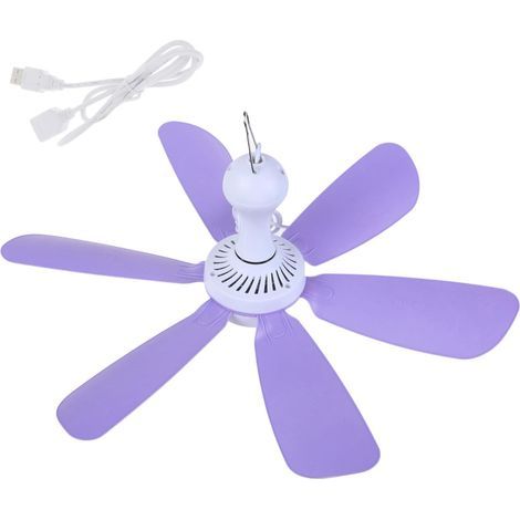ventilateur de plafond，Alimenté par USB,Souple à 6 lames,Simple et pratique,Matériau ABS，timing,Chambre, travail，Violet (1/5)