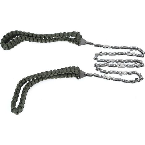 Scie à Chaîne Manuelle Survie 65cm en Acier Carbone - Outil Portable pour Camping, Randonnée, Jardinage, Branches et Troncs (1/4)