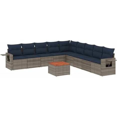 Maison Exclusive - 10-teiliges Gartensofa-Set mit Kissen, grau, P