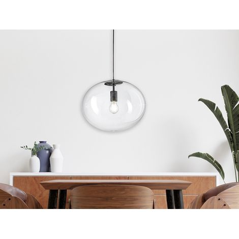 Pendelleuchte GALAXY einflammig mit Kugel Glasschirm transparent Ø 40cm