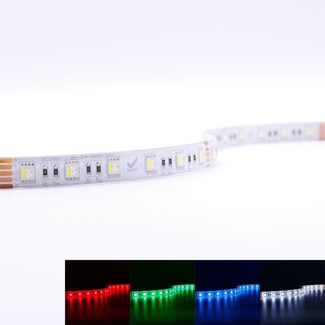 Strip 24V LED Streifen 5M 15W/m 60LED/m 12mm Farbwechsel - Lichtfarbe: RGB+6000K - Schutzart: IP65 (1/5)