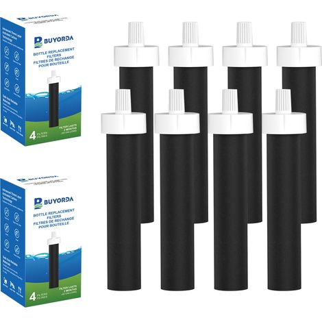 (2 boîtes (8 filtres)) Filtres de rechange pour gourde Brita BB06. Compatibles avec les gourdes rigides et les gourdes sport Brita. Filtres longue durée et propres (lot de 8). (1/4)