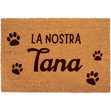 Lupia - Zerbino in fibra di cocco Naturale stampato 40x60 cm LA NOSTRA TANA, Retro antiscivolo, Tappeto ingresso Decorato interno esterno, Antibatterico e Facile da Pulire, Made in Italy