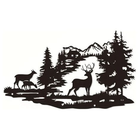 Sollbry Forest Deer Scene Mur Art Metal Mountain Hanging Mur Mur Sculpture Indian Deco pour salon Metal Mountain Art Forest Deer Scène Mur Mur de suspension Sculpture pour le salon (1/5)