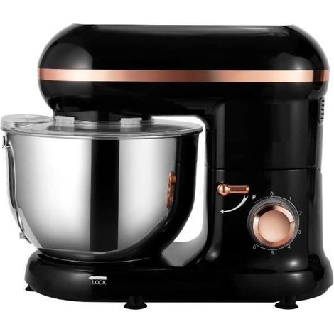 Kitchen Move – Robot pâtissier 5.5L 1500W – Moteur à mouvement planétaire – 6 vitesses + pulse – Bol en acier inoxydable – Accessoires inclus