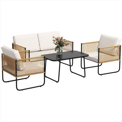 Mobilier de jardin en rotin Salon de jardin résine tressée (1/5)