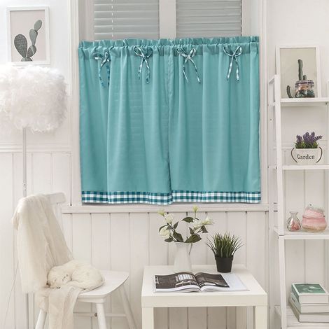Rideau Courte - 74 x 61 cm - Poche Pour Tringle - Polyester - Pour Cuisine Chambre Étudiante Fenêtre Défilante - 1 Pièce (1/5)