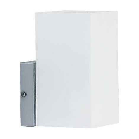Alfa ICE NEW White & Chrome Rectangular Glass Wall Sconce, 1xE27 Indoor IP20 Modern Wall Lamp for Living Room/Bedroom/Hallway, Max 15W, Dimmable with Bulb