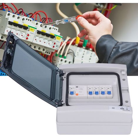 4-fach wasserdichter 230V-Verteilerkasten nach europäischem Standard (4 Leitungsschutzschalter + Fehlerstromschutzschalter)