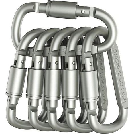 6 Pieces Alliage D\'Aluminium Mousqueton A Verrouillage A Anneau en D Leger Mais Fort (1/4)