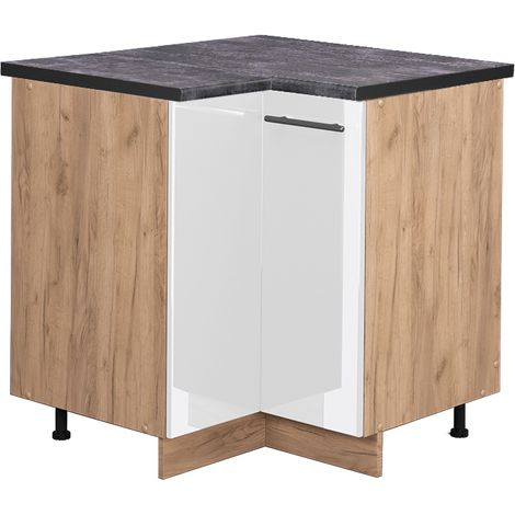 Mobile ad angolo cucina Fame-Line, Bianco lucido, 80.5 cm , PL Antracite, Vicco