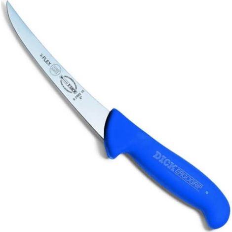 Coltello da disosso Ergogrip, con lama curva, 15 cm, semiflessibile, blu, dick