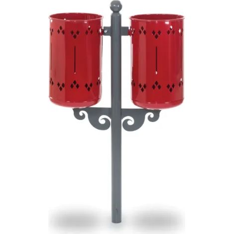Cestino Old Style Double 576 Giochipark acciaio zincato verniciato &Oslash75x52h - RAL 3003 - Filo pavimento