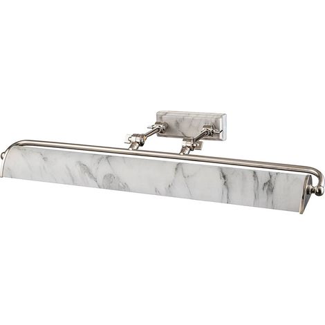 Elstead Winchfield Grand luminaire pour tableau à 4 lumières, nickel poli et effet marbre blanc (1/5)