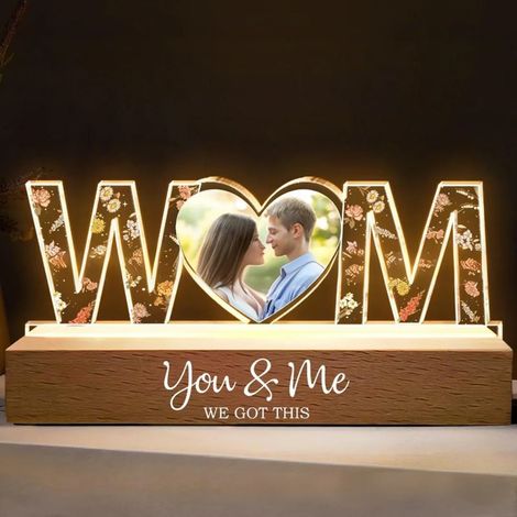 Bestseller: Personalisierte LED-Buchstaben-Nachtleuchte mit Foto zum Selbermachen, Muttertagsgeschenk mit Holzsockel, 20 cm, Ambientebeleuchtung