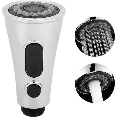 Robinet Extender,Kitchen Faucet Sprayer Head ABS Chrome Convenient Pull Down Sink Spray Nozzle for Home Use - Double mode (1/5)