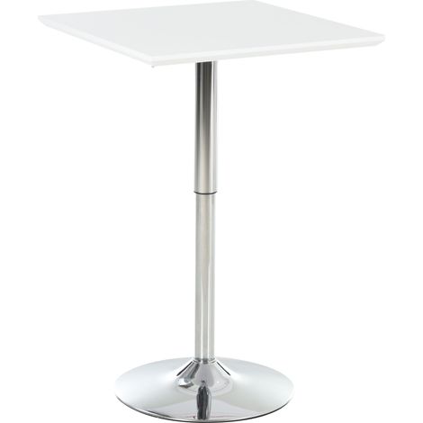 Table bistrot carrée 60x60 cm réglable en hauteur en acier blanc pour cuisine et jardin (1/5)