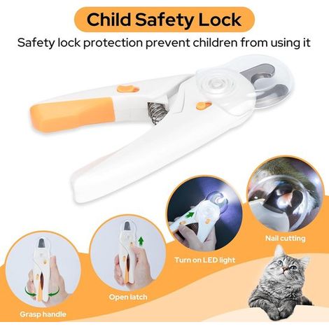 Coupe-ongles pour animaux avec lumière, pour chats, petits chiens et chiots  une LED ultra-lumineuse illumine la ligne de l'ongle pour éviter de couper trop court. (1/5)