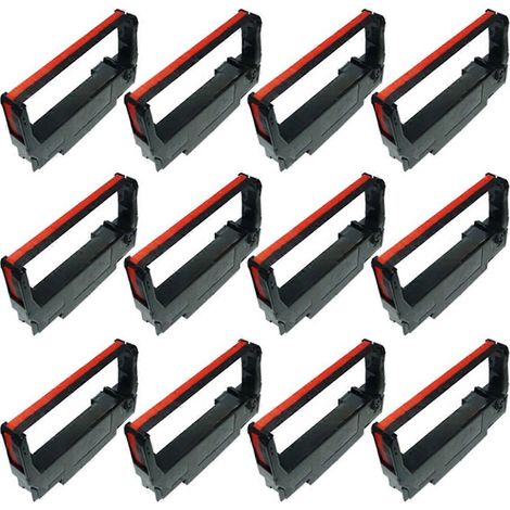 12 rubans d'imprimante noirs et rouges pour imprimantes Epson ERC38, ERC30, ERC34 et TM-U220A/220B/220D/300/375. (1/5)