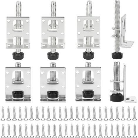 Juego de 8 patas de mueble ajustables de acero, 52,5 mm + 105 mm, con 48 tornillos pequeños y una llave, para muebles, mesas, estanterías y armarios (plata) (1/5)