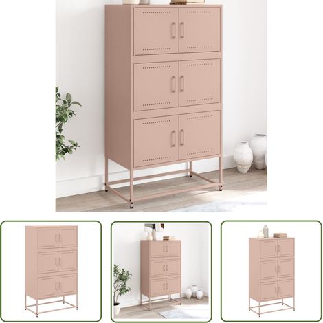 The Living Store Sideboard Rosa 68,5x38,5x123,5 cm Stahl - Industrielles Sideboard - Rosa Sideboard - Metall Sideboard - Wohnwand Regal - Aufbewahrungsschrank (1/5)