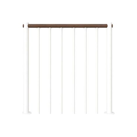 Ringhiera per scala diritta - Bianco - Acciaio verniciato a polvere - Lunghezza 1 m - Corrimano in legno di noce - RE-I-RV-BOIS-BN (1/3)