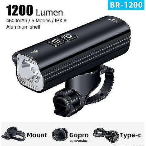 Éclairage vélo SoRider BR 2000 AI 1200 lumens haute luminosité multifonction pour route et VTT, sécurité avant