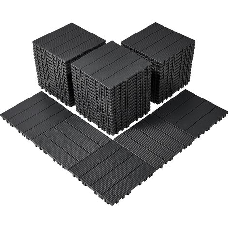 VEVOR Dalles de Terrasse Emboitables, Lot de 54, Revetement de Sol Plastique Impermeable, 300 x 300 mm, 50166 c㎡, Utilisation par Tous les Temps, pour Porche, Piscine, Balcon, Arriere-cour, Gris Fonce