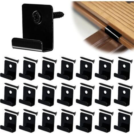 50 Pièces Clips de Fixation WPC Clips de Fixation Lame de Terrasse Composite Clip Caché Entrée Fixation Clips pour Lames Clips WPC en Acier Inoxydable avec Vis pour Terrasse en Composite (1/5)