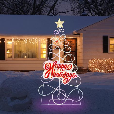 Costway – Sapin de Noël pré-éclairé 170 cm – 216 lumières LED – 6 modes d'éclairage – Décoration intérieure et extérieure – Résistant aux intempéries (1/5)