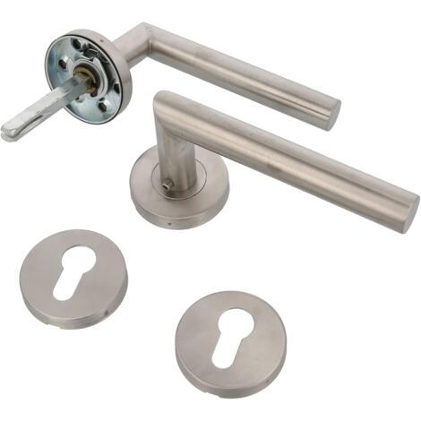 Poignées en acier inoxydable avec rosace – Design sobre carré de 8 mm – Pour portes intérieures, montage simple