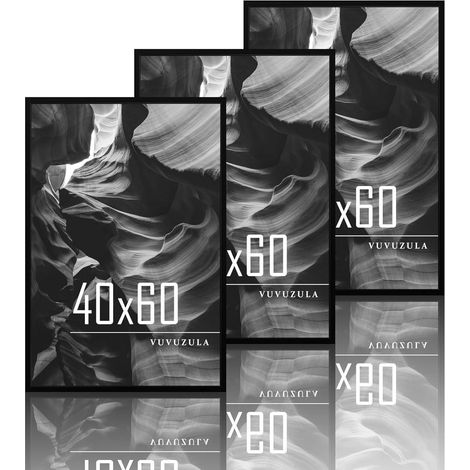 VUVUZULA Bilderrahmen Set 40x60cm Schwarz Holz MDF Fotorahmen 3er (1/5)