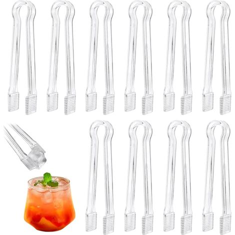 Mini Pince a Glacon Plastique Pince a Sucre Pince Alimentaire Utilisé pour Buffet Salade Bonbons Barbecue Bar(Transparent) (1/5)