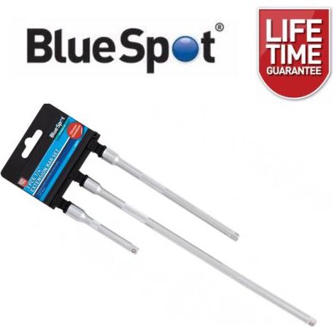 BlueSpot 3pc 1/4" Drive Socket Extension Bar Set 75mm 150mm 250mm Long Reach (1/3)