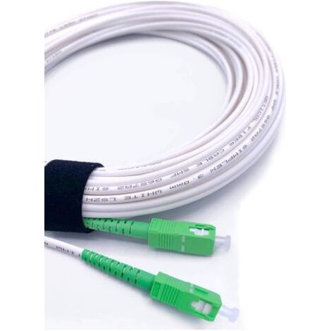 Câble/Rallonge Fibre Optique (Orange SFR Bouygues) - Jarretière Simplex Monomode SC-APC à SC-APC - Blindage et Connecteur Renforcée - Perte Très Fiable - Blanc, 1M (1/5)