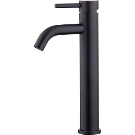 High spout basin mixer tap, hot/cold water connection mixer tap, black (1/4)
