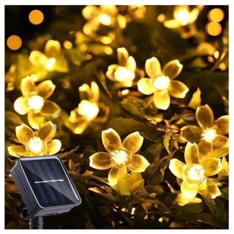 Solar-Lichterkette für den Außenbereich, Kirschblüten-Lichterkette, 50 LEDs, wasserdicht, für Garten, Terrasse, Weihnachten, Innendekoration, Warmweiß, Lampen FLITI