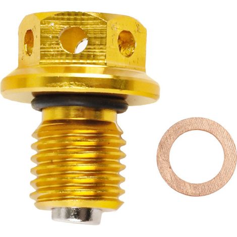 M12 engine drain plug for motocross, with 1.5 mm pitch and powerful magnetic slag removal system. (1/4)