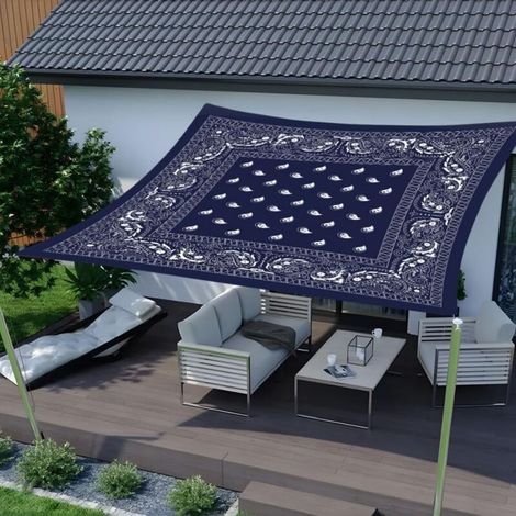 Voile d'ombrage imperméable, motif mandala 3D, protection UV à 95 %, voile d'ombrage rectangulaire, store de jardin extérieur (bleu 1,8 x 1,8)