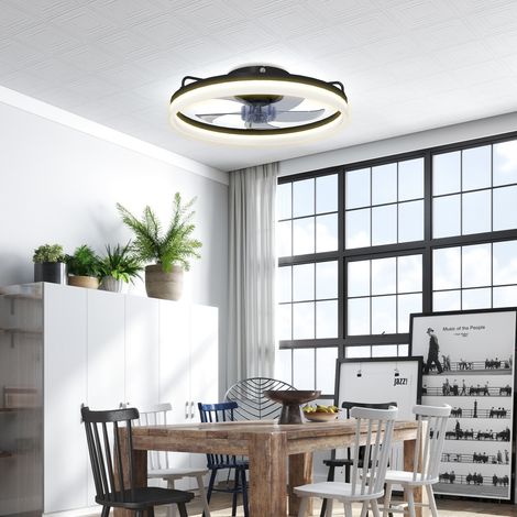 Ventilador de Techo con Luz LED 40 W Motor DC Reversible Mando a Distancia 6 Velocidades 3 Colores Temporizador Negro (1/5)